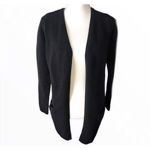 Esmara Black Ribbed Long Sleeve Open Front Cardigan